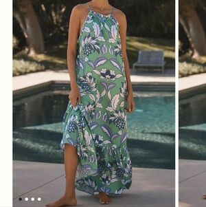 By Anthropologie Halter Open-Back Midi Dress